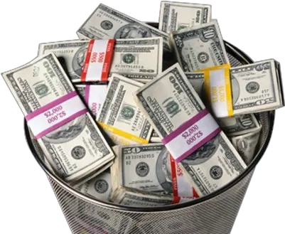 Download Tax Boardu0027s Furniture Bill Skyrockets Money In Money In A Trash Can Png Trash Can Transparent Background