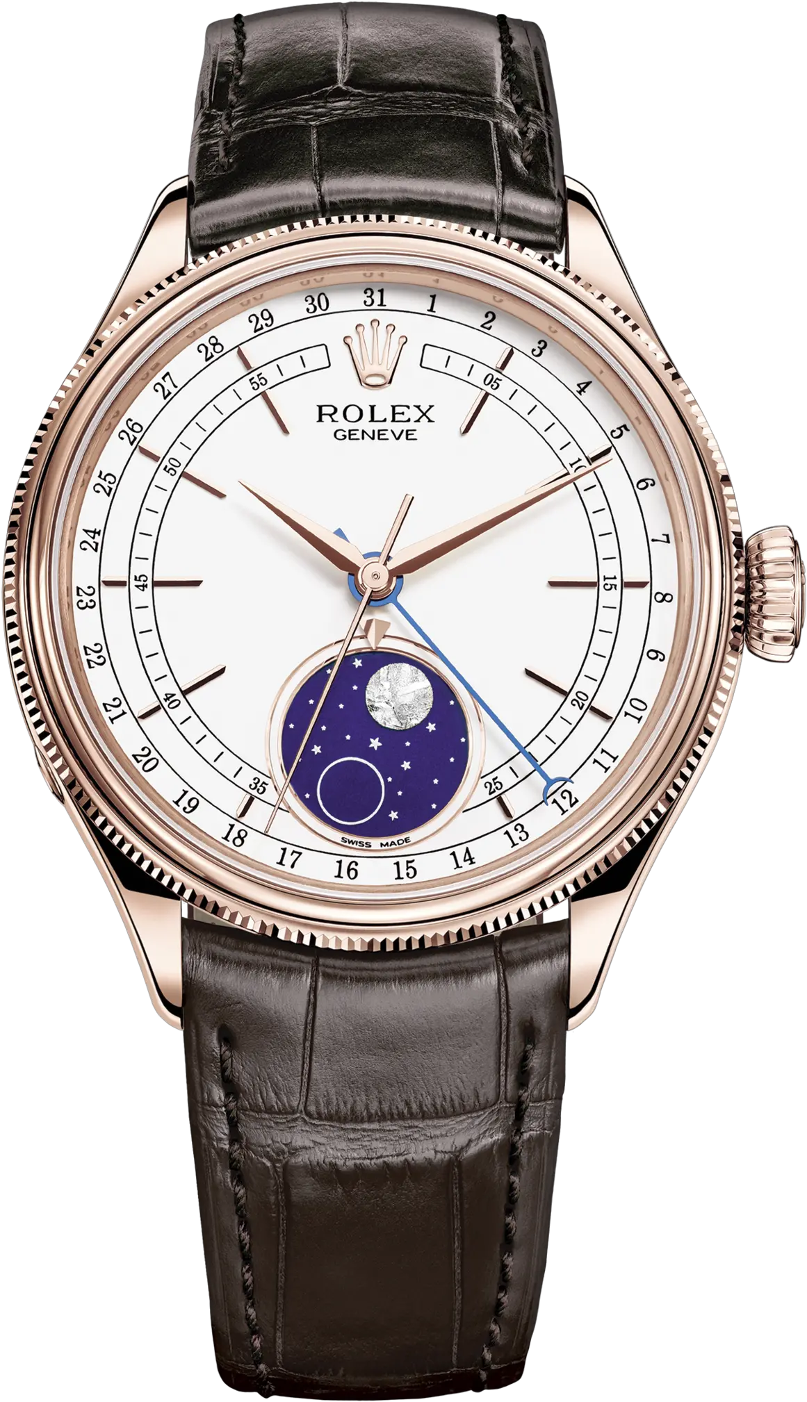Rolex Cellini Moonphase Watch 18 Ct Everose Gold M505350002 Rolex Cellini Png Moon Phase Png
