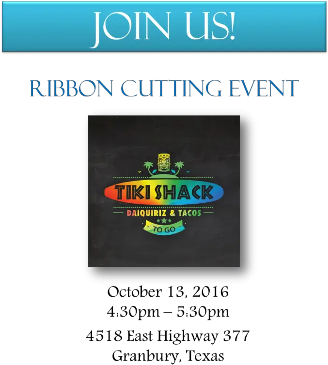 Join Us Ribbon Cutting For Tiki Shack Poster Png Ribbon Cutting Png png