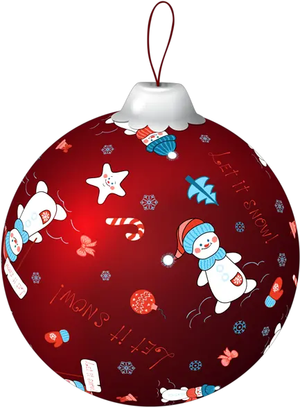 Red Christmas Ball With Snowman Png Clip Art Image Green Christmas Balls Png Red Christmas Ornaments Png