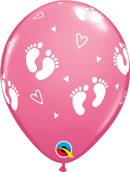 Baby Footprints U0026 Hearts Fashion Rose 11 Balloons Baby Girls Balloons Png Footprints Transparent
