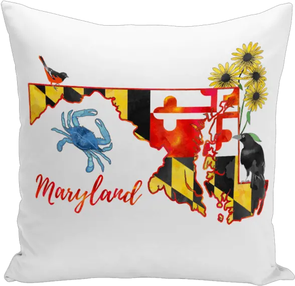 Maryland Map U0026 Icons Throw Pillow Route One Apparel Fictional Character Png Throw Icon