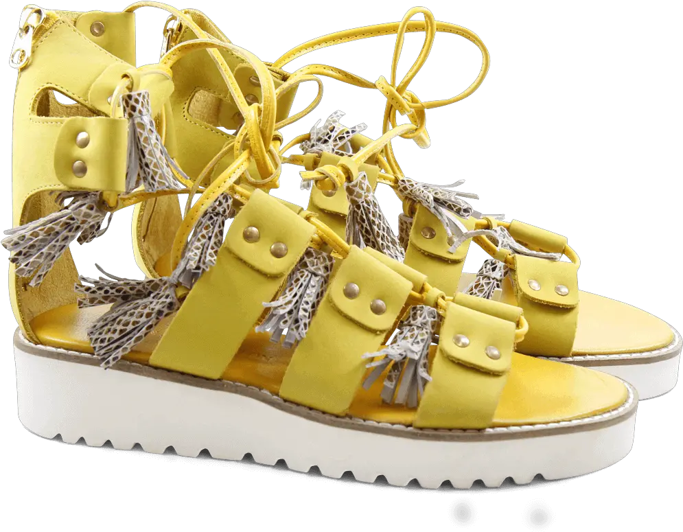 Celia 20 Nubuk Golden Glow Tassel Snake Dagget White Sandal Png Yellow Glow Png