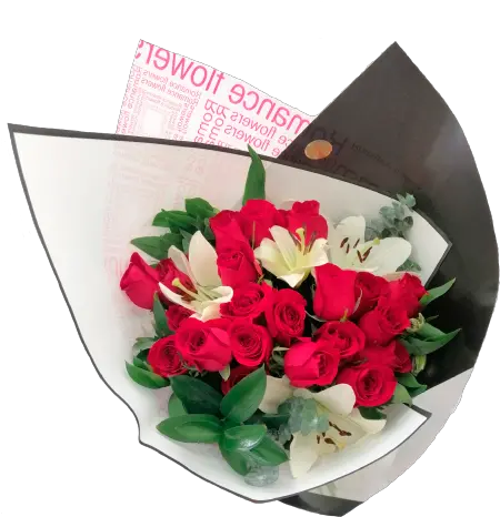 Bouquet 24 Rosas Rojas Y Lilys Crafts Hobbies Png Rosas Rojas Png