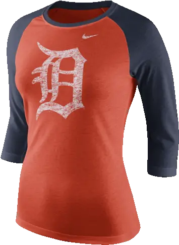Nike Detroit Tigers Womenu0027s Orange Tri Logo Three Quarter Png Orange Nike Logo