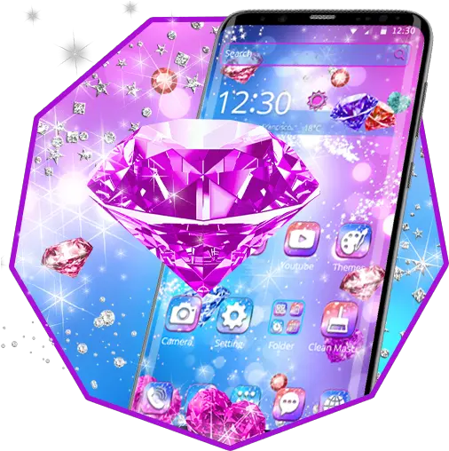 Pink Shiny Diamond Theme Apk 112 Download Apk Latest Version Smartphone Png Shiny Icon