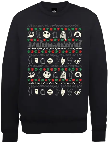 Disney The Nightmare Before Christmas Jack Sally Zero Faces Black Sweatshirt Nightmare Before Christmas For T Shrit Png Nightmare Before Christmas Icon