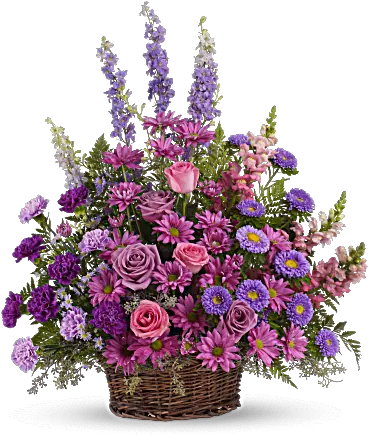 Download Hd Gracious Lavender Basket Gracious Lavender Large Purple Flowers Arrangements Png Funeral Png