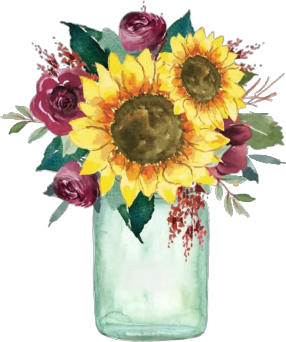 Watercolor Flowers Sunflower Sunflowers Watercolor Flowers In Mason Jar Png Watercolor Sunflower Png