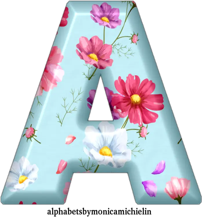 Monica Michielin Alphabets Blue Cosmos Flowers Alphabet And Alphabet By Monica Michieline Png Icon Alphabets