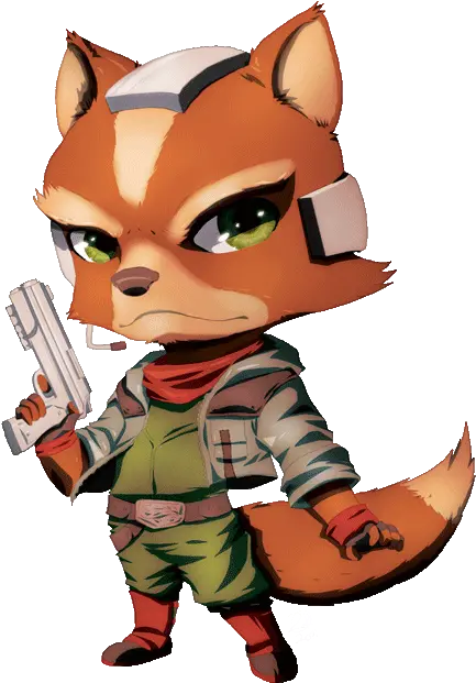 Star Fox Good Luck Htff Gif Fox Star Fox Chibi Clipart Fox Cartoon With Gun Png Star Fox Logo Png