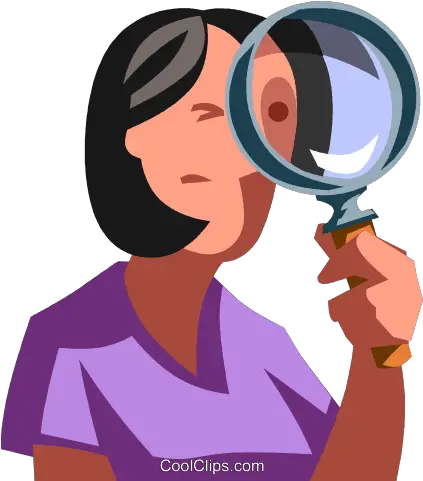 Woman Looking Through A Magnifying Glass Royalty Free Vector Mulher Com Lupa Png Lupa Png