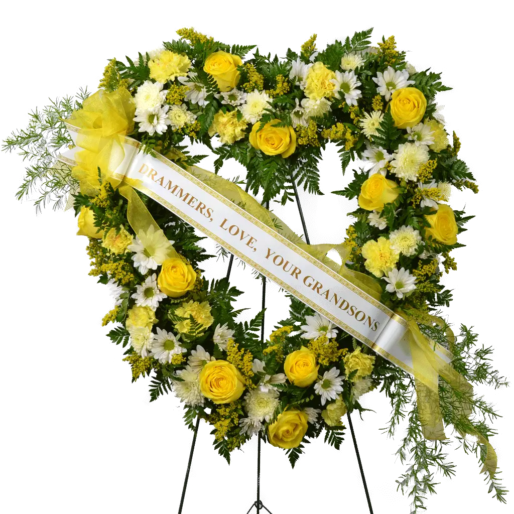 Heart Wreath For Funeral Funeral Flower Ribbon Message Png Funeral Png