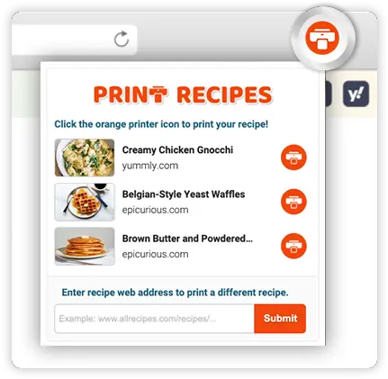 Print Recipes Free New Tab Browser Extension Technology Applications Png Add Print Icon To Chrome