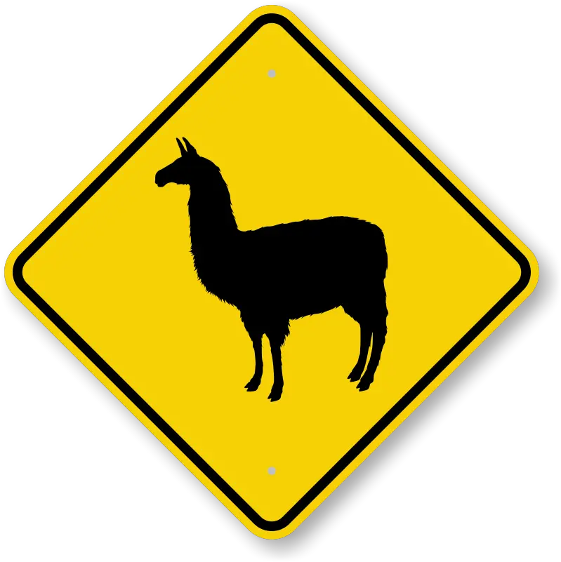 Alpaca Crossing Sign Wild Farmers Road Sign Png Alpaca Png