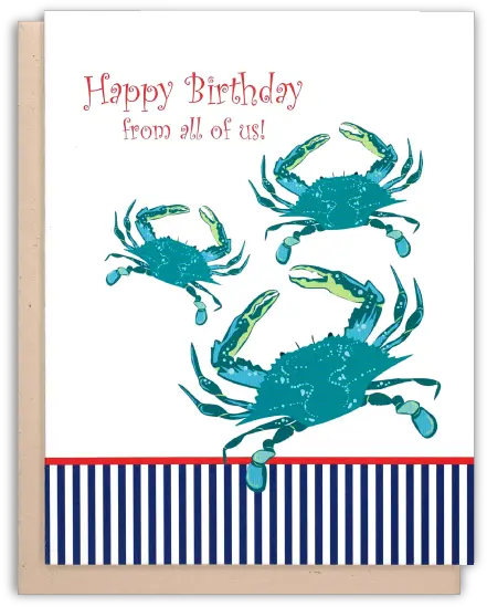 Happy Birthday Crab Card Png Blue