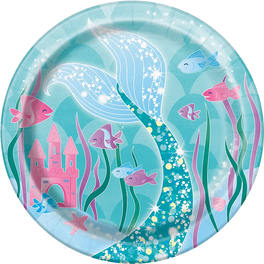 Download Under The Sea Mermaid Plate Small Mermaid Party Mermaid Party Plates Png Under The Sea Png