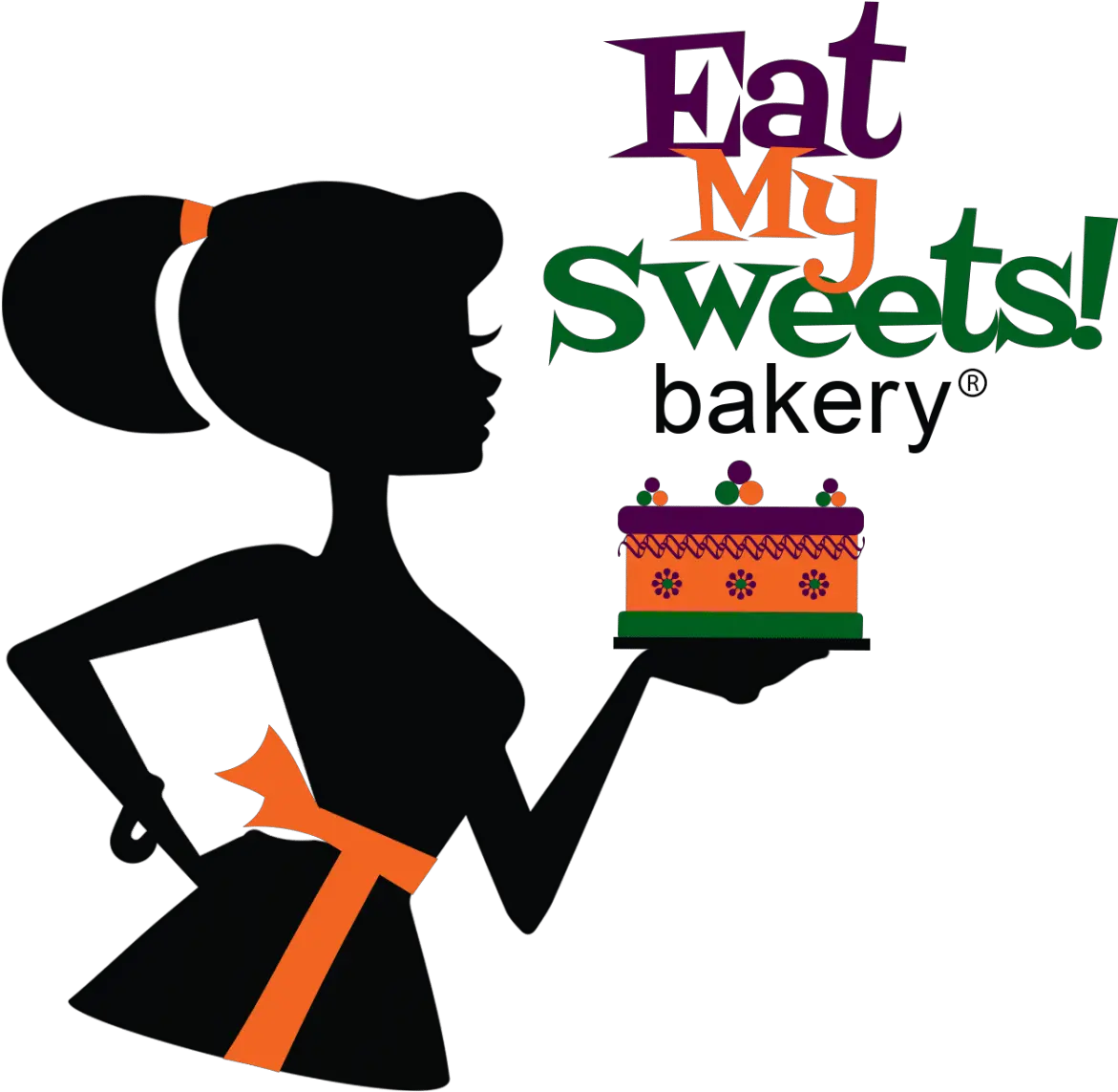 Eat My Sweets Bakery Logo Silhouette Girl With Cupcake Make A Diaper Cake Png Bakery Logo