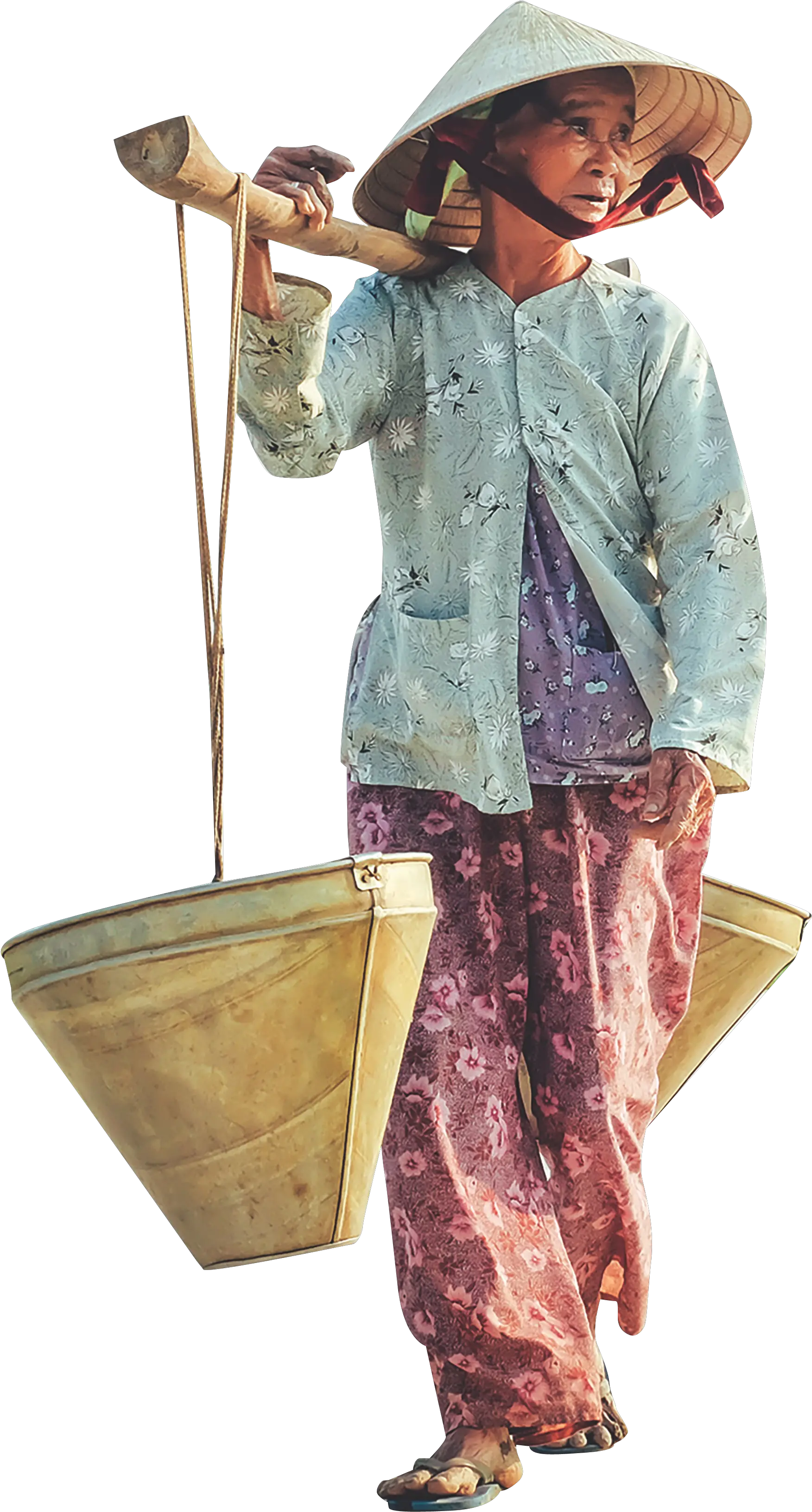 Woman Carrying Bucket Transparent Places You Cannot Miss In Vietnam Png Bucket Transparent Background