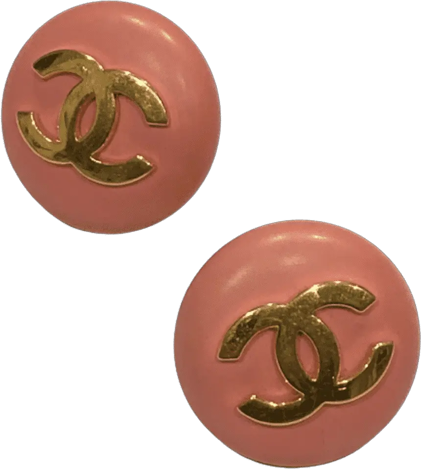 Chanel Vintage Cc Button Clip On Earrings Pink Cc Logo 2004 Chanel Resin Button Earrings Png Chanel Icon Bags