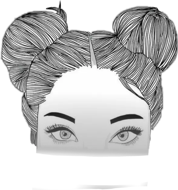 White Aesthetic Space Buns Chicas Dibujos A Lapiz Png Black And White Transparent Tumblr