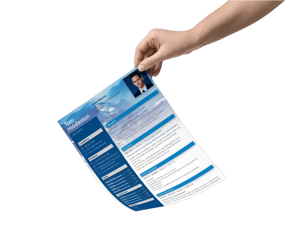 Online Resume Format Cv Examples For Job Tips Flyer Png Italian Hand Png