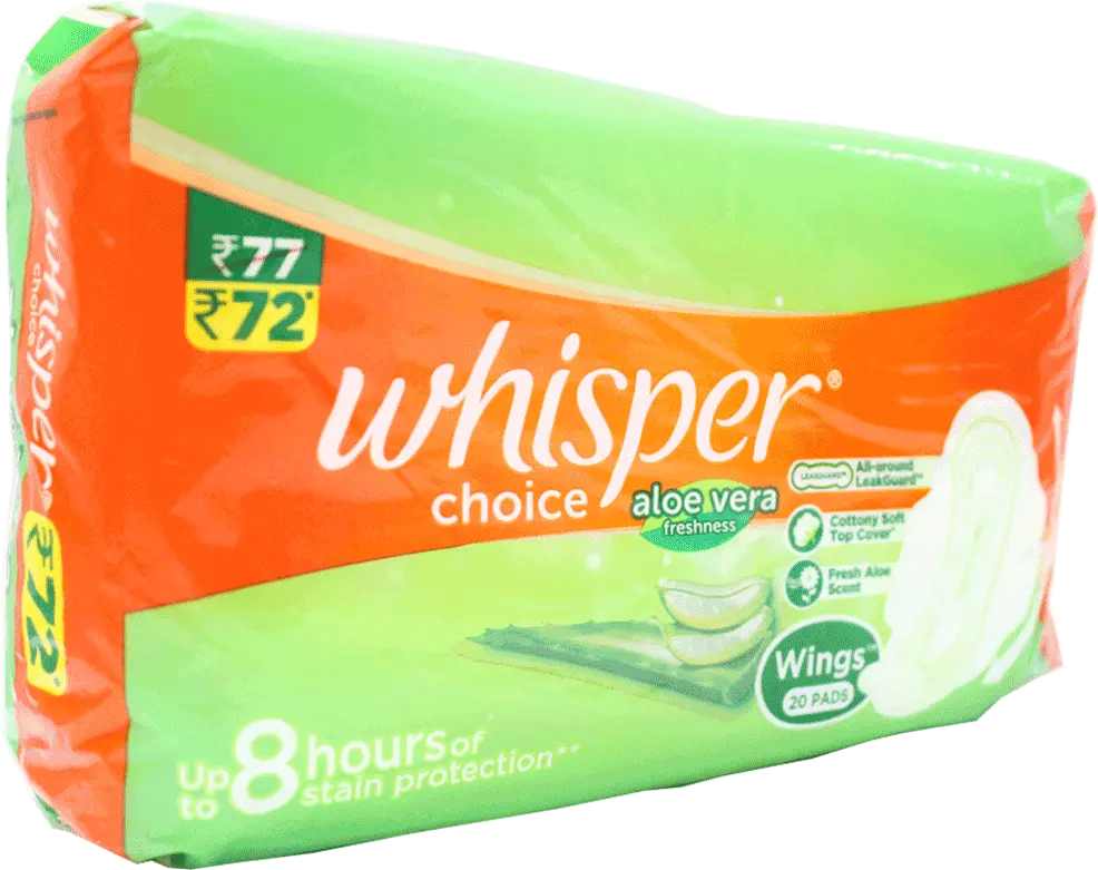 Whisper Choice Aloe Vera Freshness 20 Pads Pack Png Whisper Png