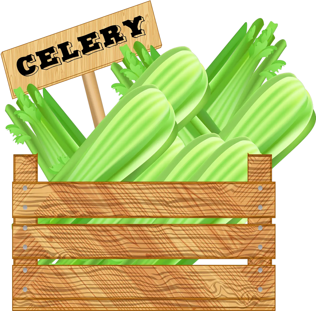 Crate Of Vegetables Celery Wooden Png