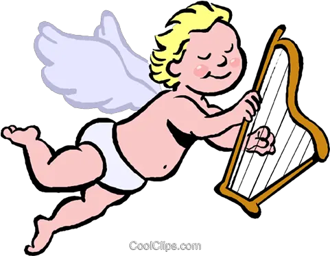 Cupid Playing A Harp Royalty Free Vector Clip Art Cartoon Angel With Harp Png Cupid Transparent Background