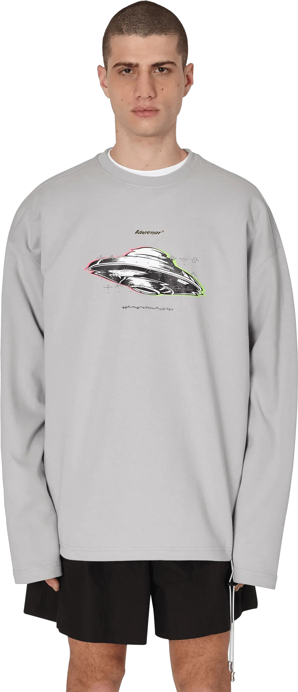 Ader Error Spaceship Print Sweatshirt Ader Error For Men Patagonia P 6 Logo Responsibili T Shirt Surfboard Yellow Png Spaceship Transparent
