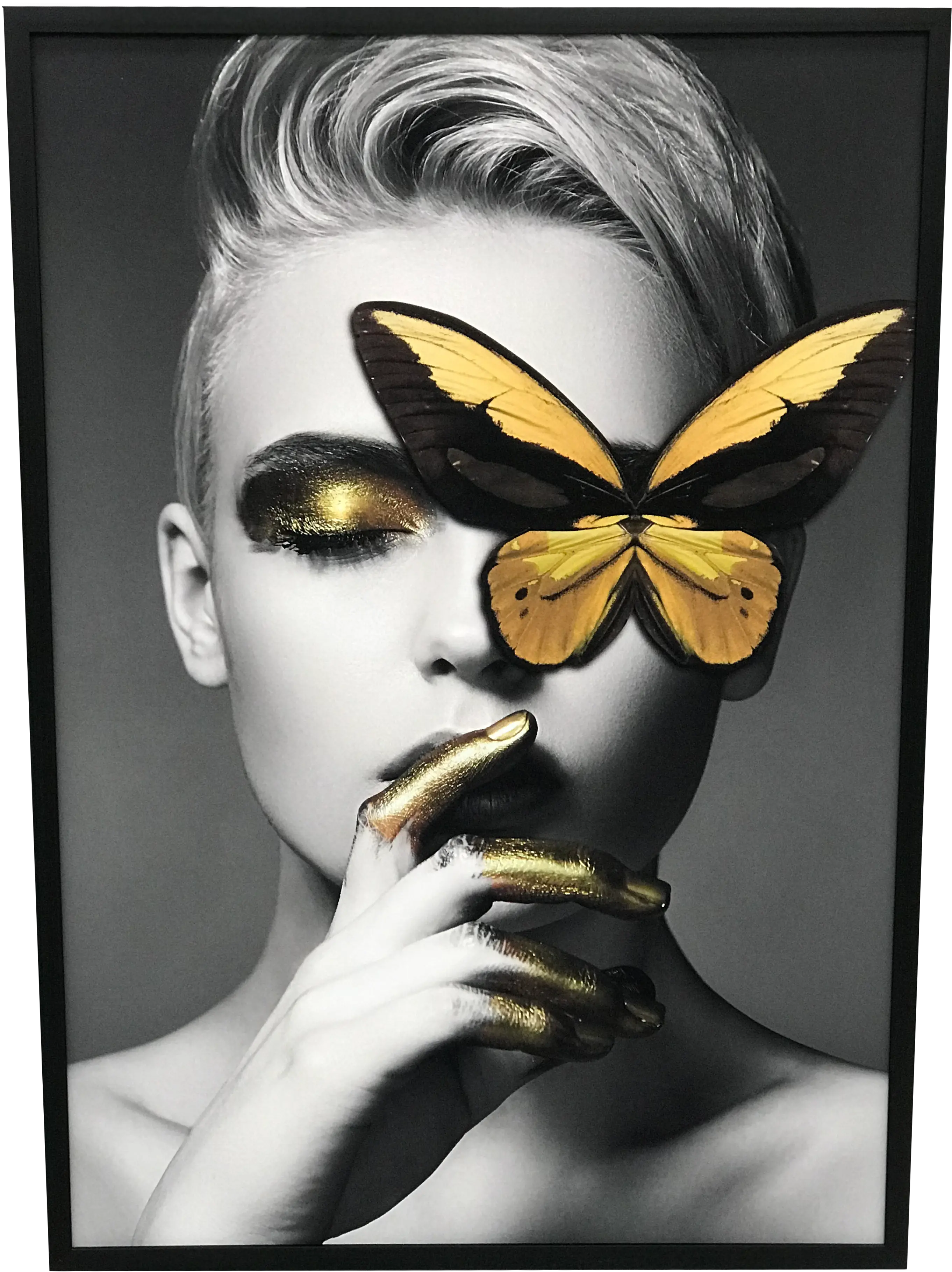 Gold Butterfly Eye Home Decorart Interior Warehouse Black And White Abstract Women Wall Art People Art And Canvas Painting Png Gold Butterfly Png