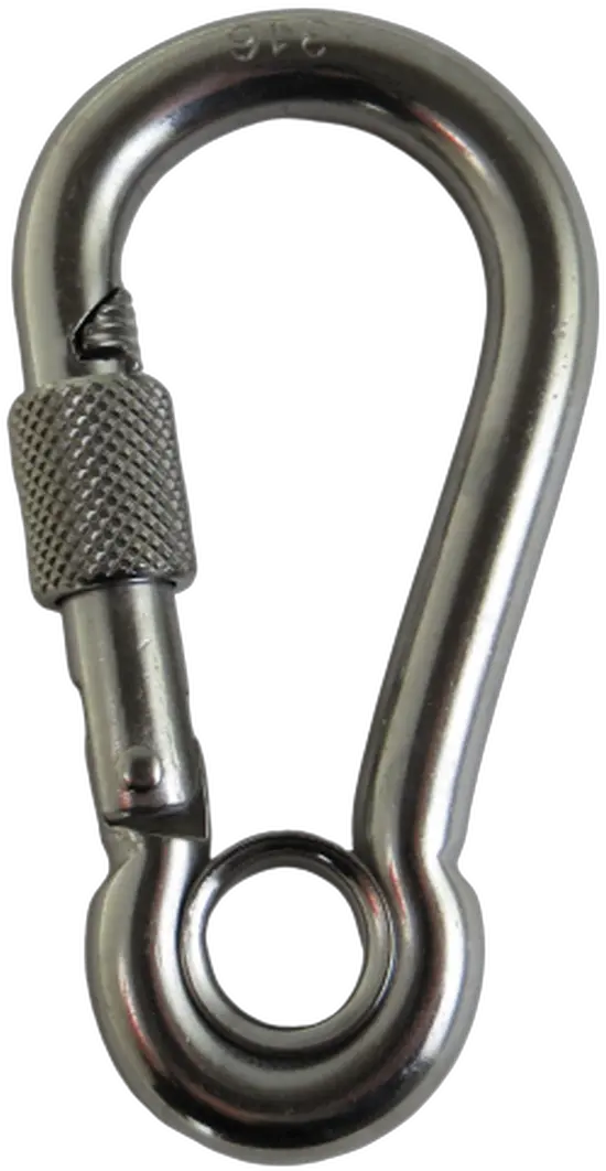 Stainless Steel 316 Spring Hook With Screw Nut And Eyelet Carabiner 12 12mm Marine Grade Griffith Observatory Png Metal Spring Png