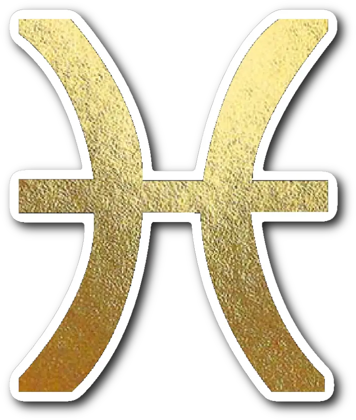Pisces Gold Sign Vinyl Sticker Pisces Symbol Gold Full Gold Pisces Sign Png Gold Sticker Png