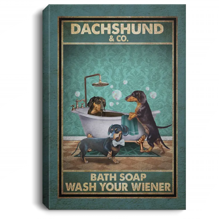 Dachshund In Bathtub Canvas Bath Soap Established Wash Picture Frame Png Dachshund Icon