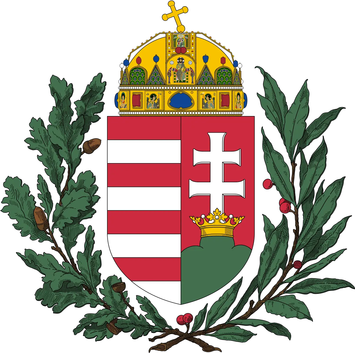 Filecoat Of Arms Hungary 1896 1915 Oak And Olive Hungary Coat Of Arms Png Olive Branch Png