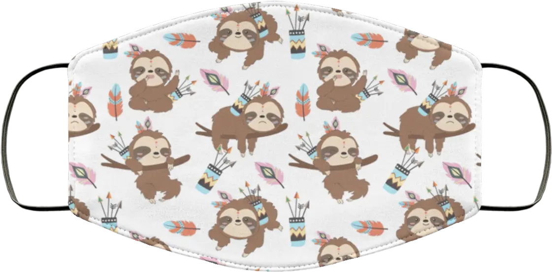 Adorable Sloth Pattern Mask Funny Face Sloth Png Sloth Transparent