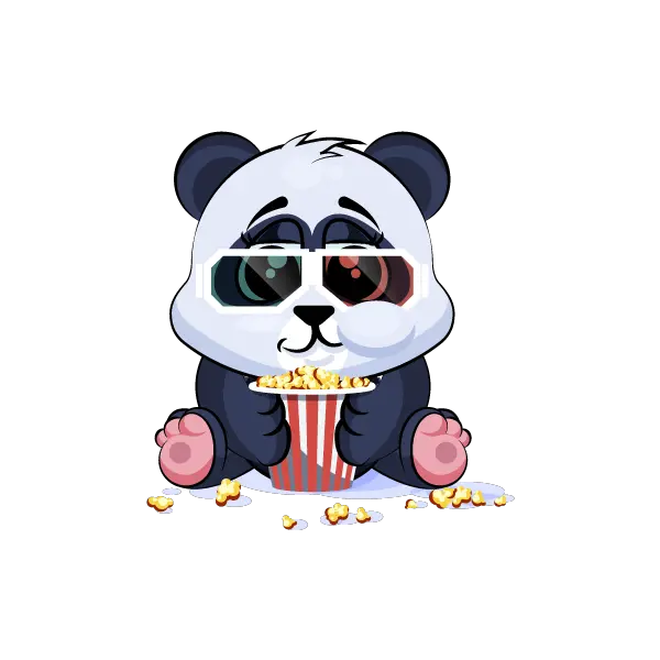 Download Adorable Panda Emoji Stickers Animated Watching A Movie Png Panda Emoji Png