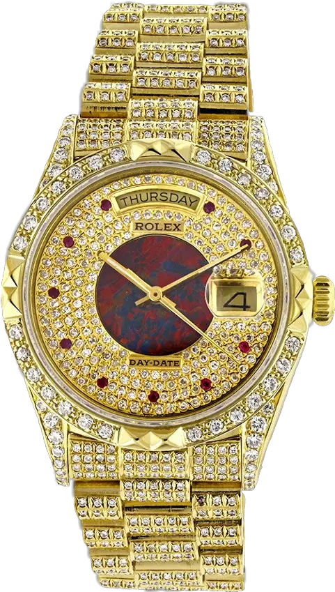 Iced Out Gold Rolex Gold Cartoon Watch Png Rolex Png