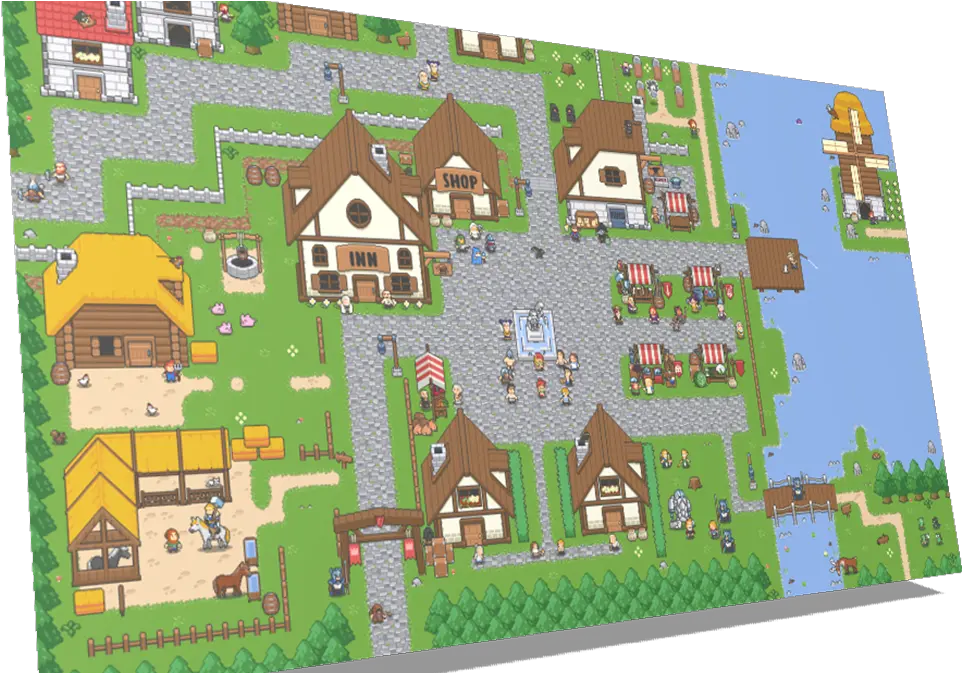 2d Pixel Art Medieval Town Tileset By Elthenu0027s Shop Png Fantasy Village Icon
