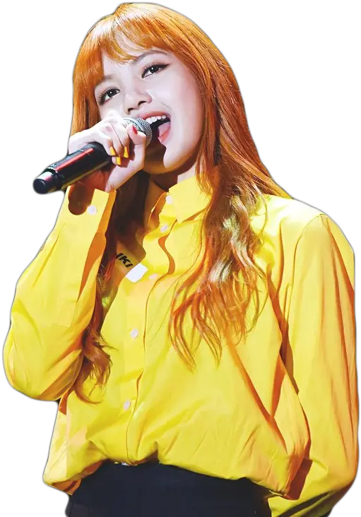 52 Images About Kpop Pngs Lisa Wearing Yellow Singing Png