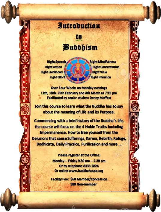 Introduction To Buddhism 2019 Course Buddha House Medieval Scrolls Png Old Scroll Png