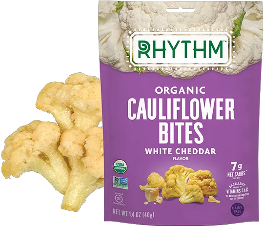 Cauliflower White Cheddar Rhythm Organic Cauliflower Bites Sea Salt Png Cauliflower Png