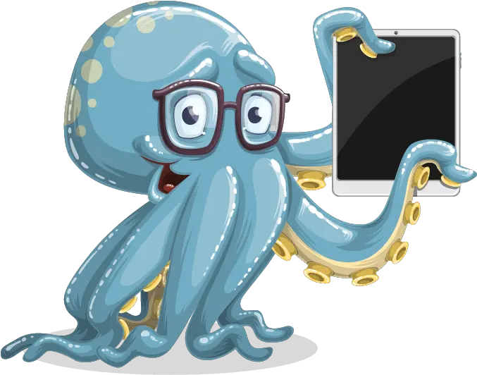 Animal Vector Png Vector Octopus With Tablet Cartoon Octopus Png Cartoon Octopus Png