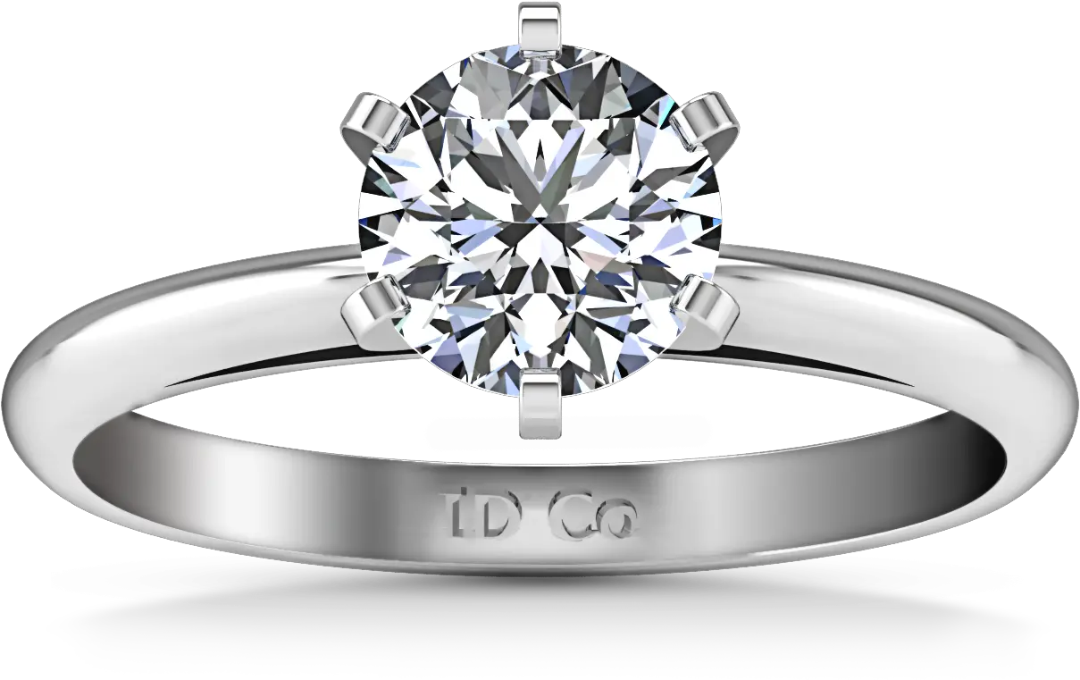 Solitaire Engagement Ring Cathedral 6 Prong 14k White Gold Engagement Ring Png White Ring Png