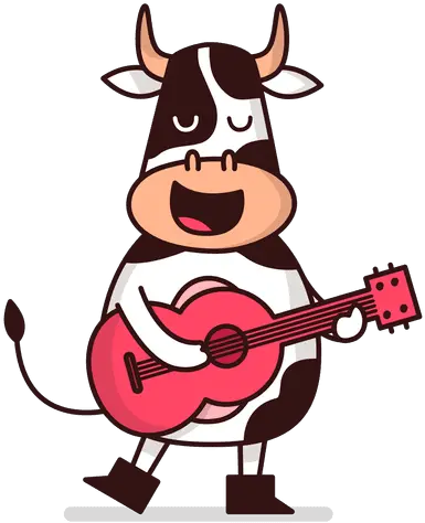 Transparent Png Svg Vector File Cow Playing An Instrument Cartoon Guitar Png
