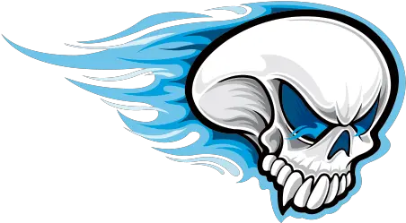 Printed Vinyl Racing Skull With Blue Flames Stickers Factory Automotive Decal Png Blue Flames Png