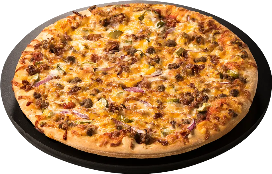 Download Bacon Cheeseburger Pizza Butter Chicken Pizza Png Pizza Ranch Bacon Cheeseburger Pizza Pizza Emoji Png png