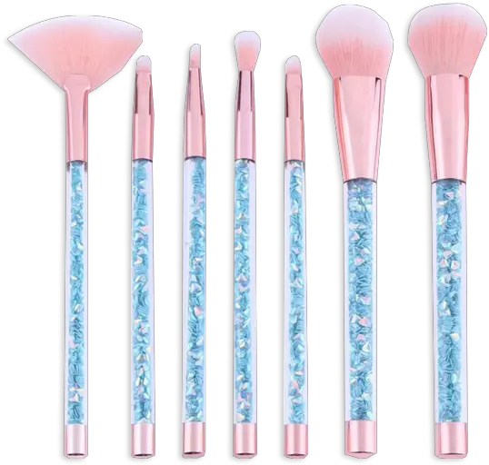Download Mermaid Glitter 7 Piece Makeup Brush Set Makeup Makeup Brush Set Png Makeup Brush Png