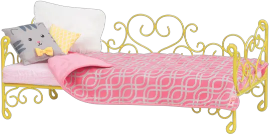 Cat Sweet Dreams Scrollwork Bed Doll Sleep Set Our Our Generation Dolls Beds Png Scrollwork Png