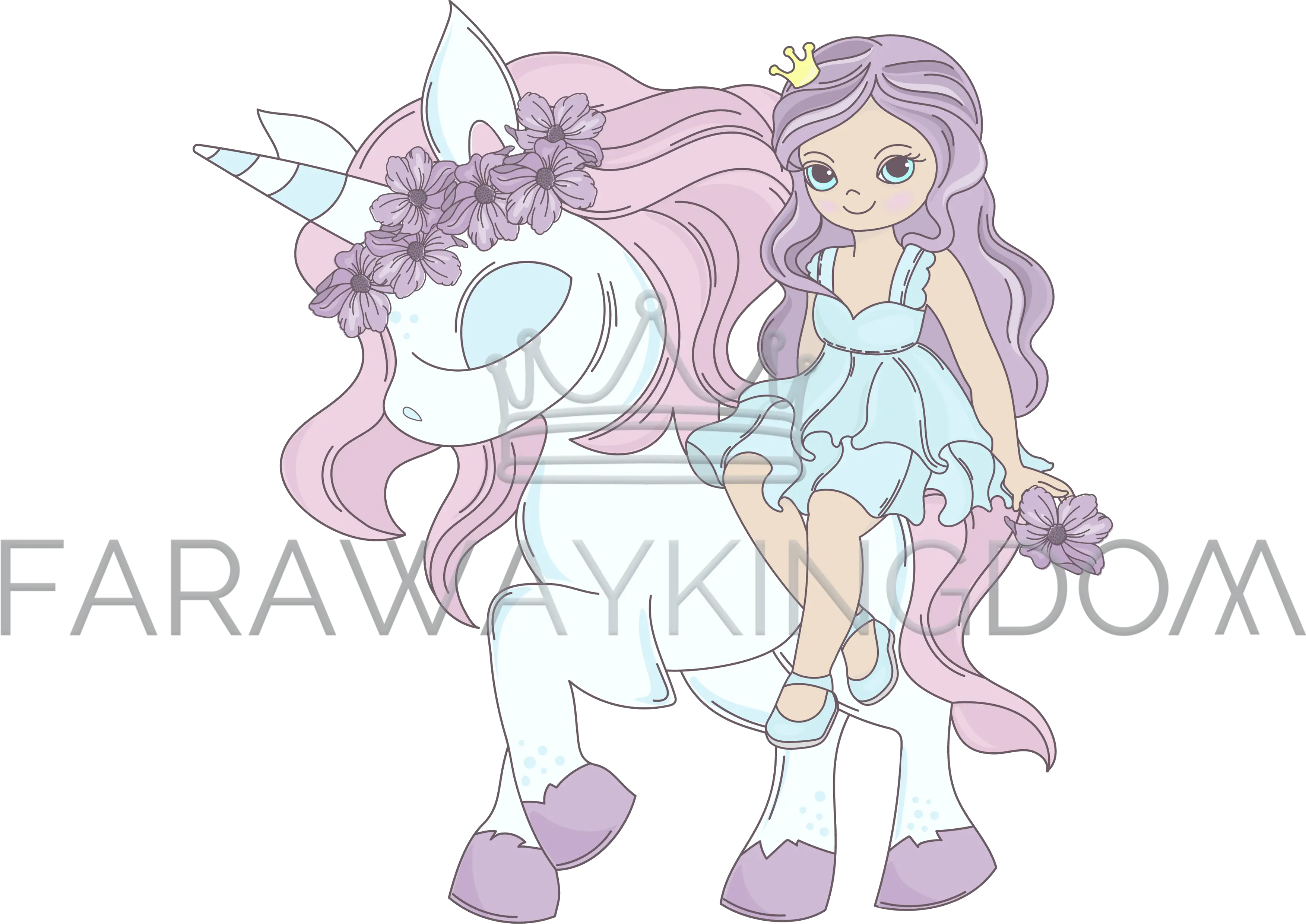 Unicorn Friend Princess Party Cartoon Vector Illustration Set Mars Closer To The Edge Png Unicorn Vector Png